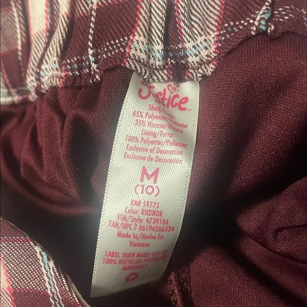 Justice pink Plaid Mini Skirt skort medium